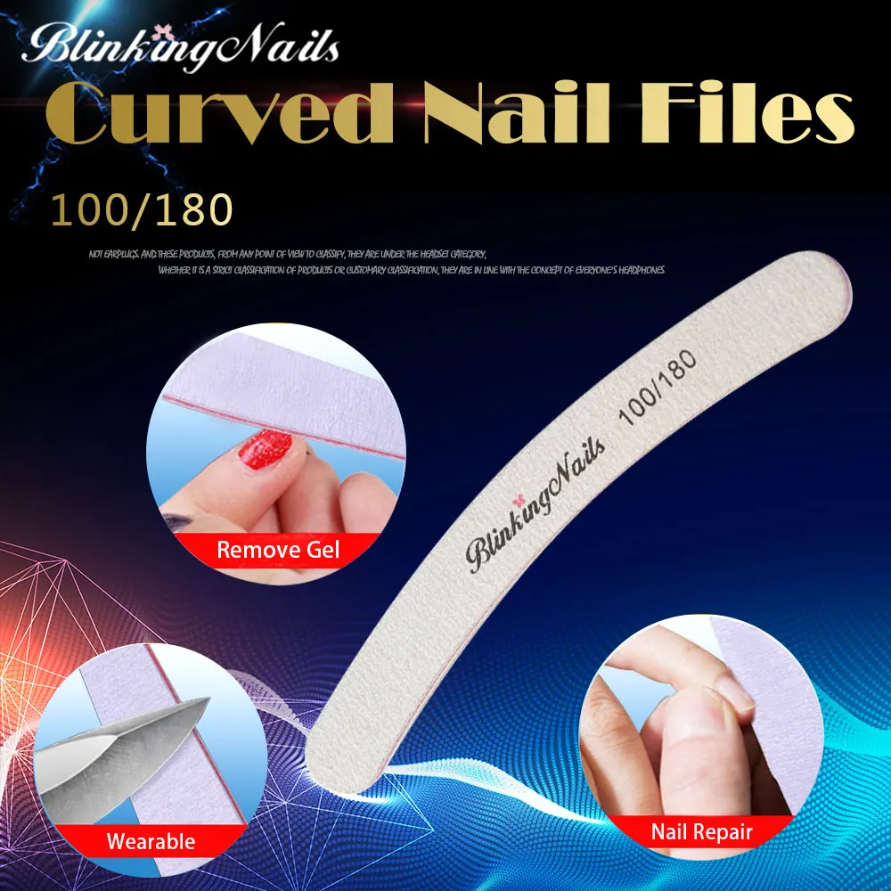 BlinkingNails 4x25 шт Профессиональные пилочки для ногтей гель изогнутый