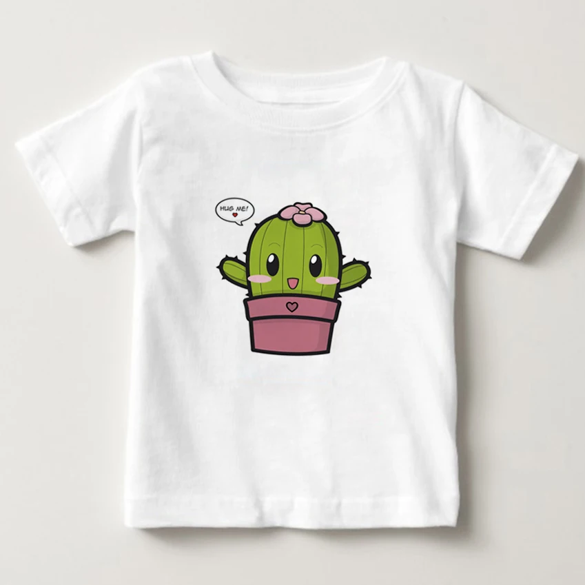 Новинка 2021 футболка с принтом кактуса Детская хлопковый летний топ рубашки для