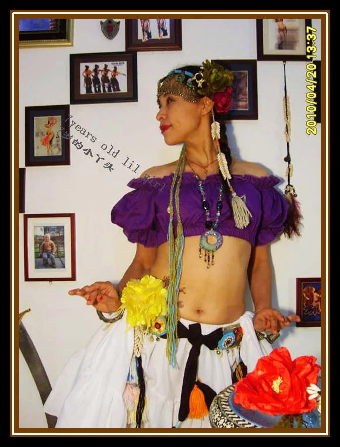 САР танец живота Ренессанс укороченный топ пират Wench Gypsy костюм феи крестьянское