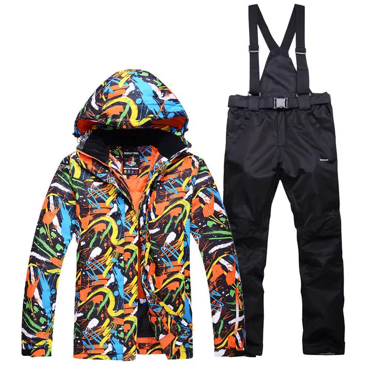 men jacket pant 30 женский и мужской лыжный костюм, наборы, костюмы для сноубординга, водонепроницаемый толстый зимний костюм, наборы, куртки и нагрудники, лыжные штаны - Цвет: men jacket pant