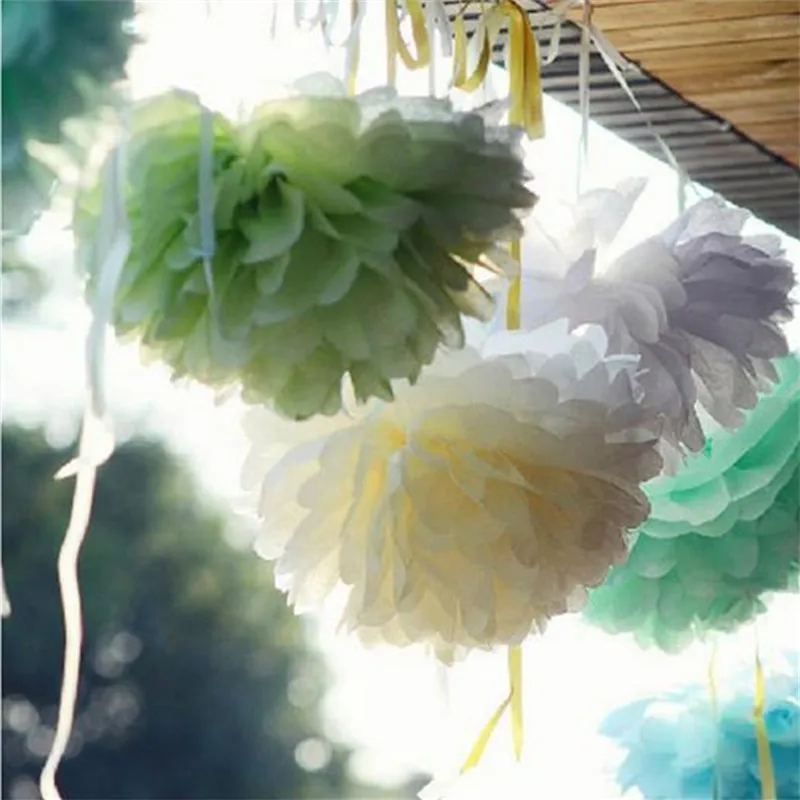 5 шт. 10/15/20 см помпон из бумажной салфетки Бумага Pom Poms, цветок для свадьбы украшение автомобиля вечерние пользу поделок ручной Цветочные шары из бумаги