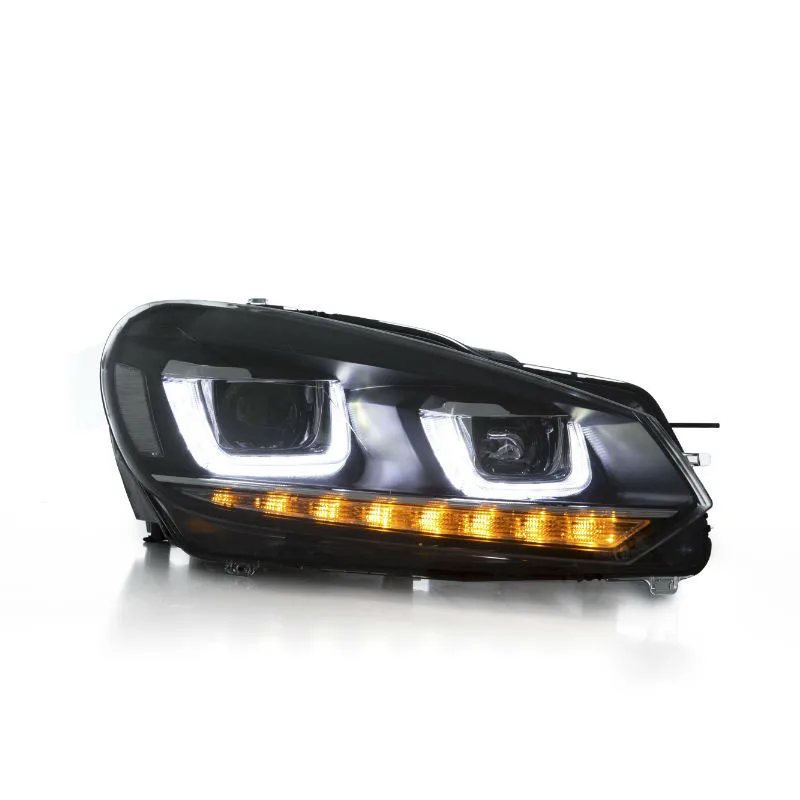 Черный проектор фары двойной u-бар DRL светодиодный для VW Golf MK6 2009-2012