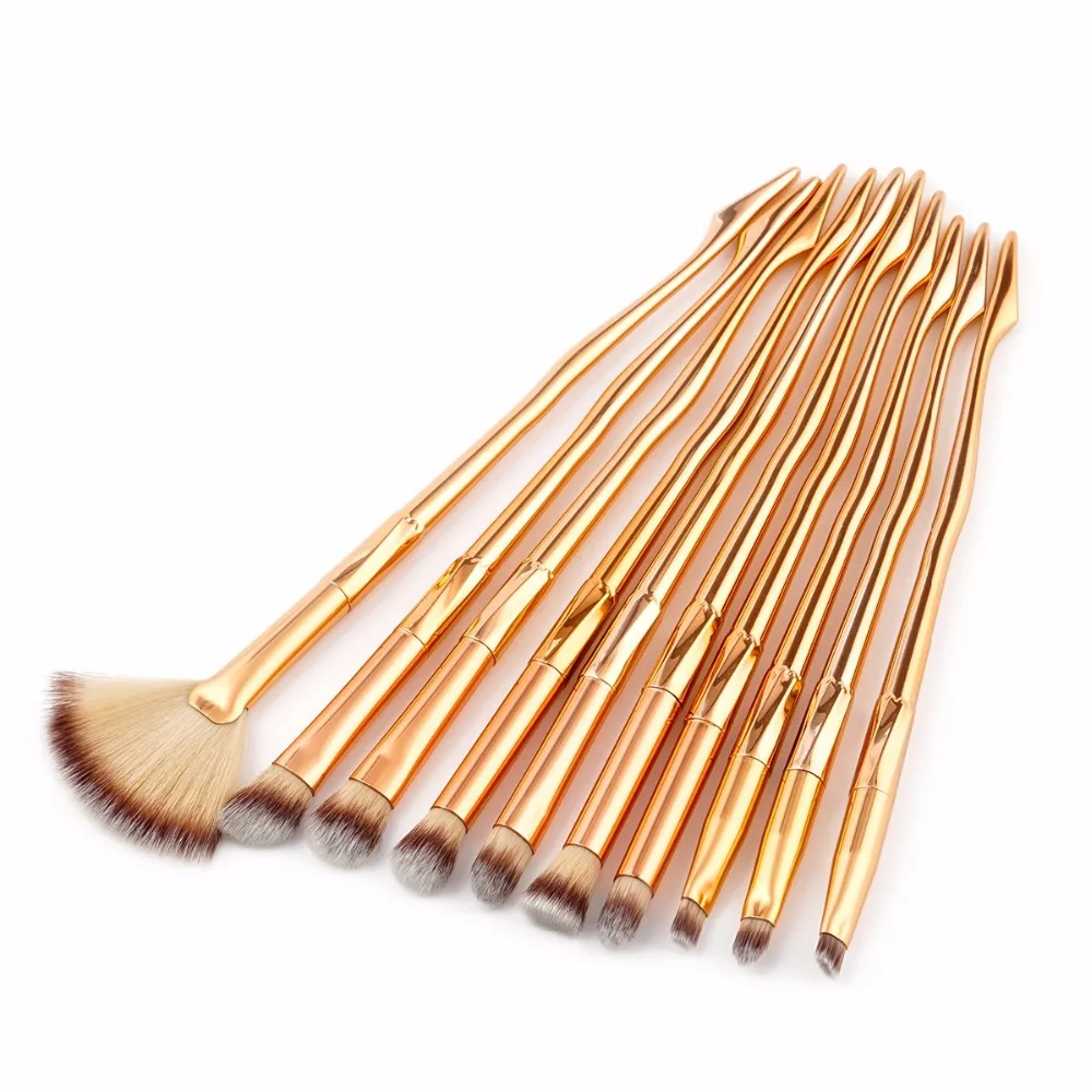 Новинка 10 шт. набор косметических кистей для макияжа зеленый/розовый порошок