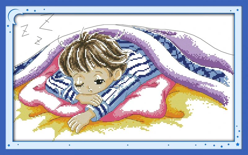 

Dream baby (boy) cross stitch kit cartoon 14ct 11ct count pre print canvas stitching embroidery DIY handmade needlework