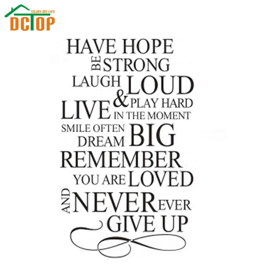 DCTOP Have Hope Be Strong никогда не откажитесь от домашних правил английская Цитата ПВХ наклейки на стену для гостиной настенные наклейки домашний декор