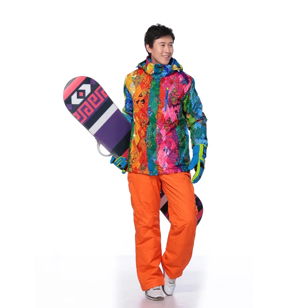 Мужской лыжный костюм зимний водонепроницаемый комбинезон для горного спорта