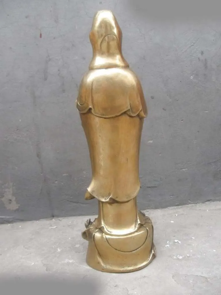 20&quot China copper brass Carved Of as one wishes Kwan-yin buddha Sculpture statue | Дом и сад