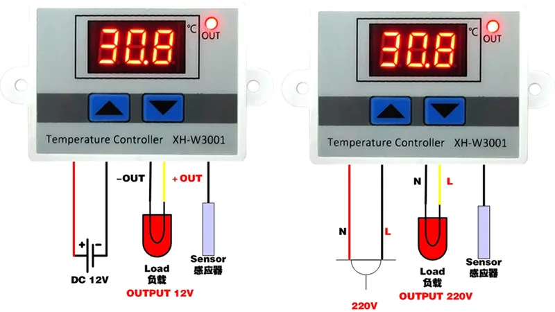 XH-W3001 10A цифровой Температура контроллер, 12В, 24В, 220V качества регулятор температуры с термопарным термостат с ЖК-дисплей дисплей