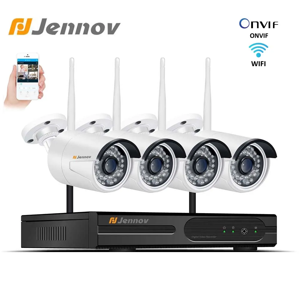 Jennov система камер домашней безопасности беспроводная 4CH 2MP CCVT наружная Wifi камера 1080P система безопасности комплект видеонаблюдения Onvif