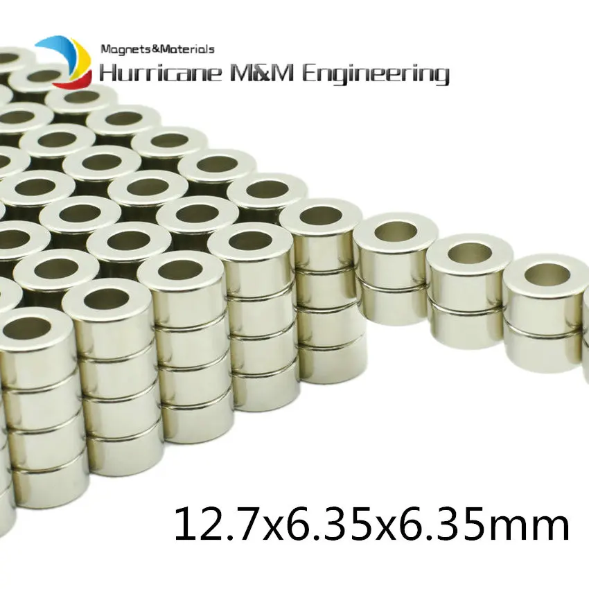 Диаметр кольцевого магнита. 12,7x6,35x6,35 мм 1/" odx1/4" id x1/" N52 NdFeB мощные кольцевые магниты коррозионная стойкость 4 шт