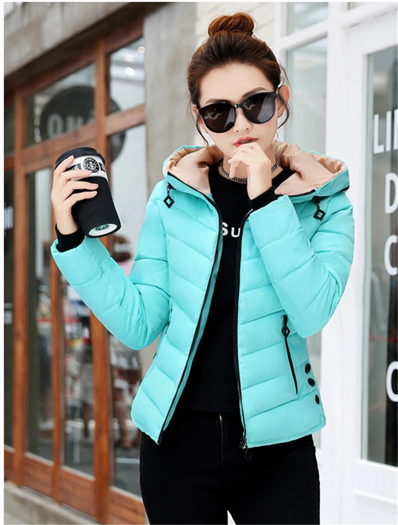 Зимняя парка, женские пальто, новая мода, с капюшоном, короткая верхняя одежда, пуховик, хлопок, куртка, тонкий, большой размер, для девушек, студентов, хлопковая одежда, 379