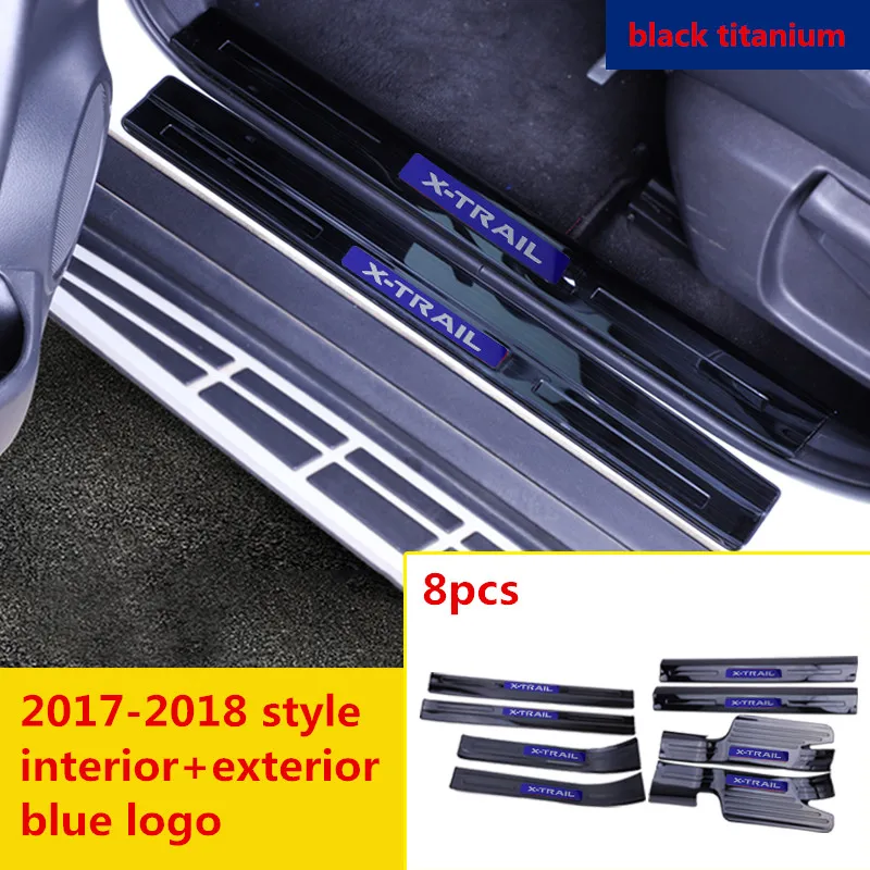 blue logo Для Nissan X-trail X trail T32- Добро пожаловать педаль refires порога полосы части порога Царапины защита автомобиля аксессуары - Цвет: blue logo