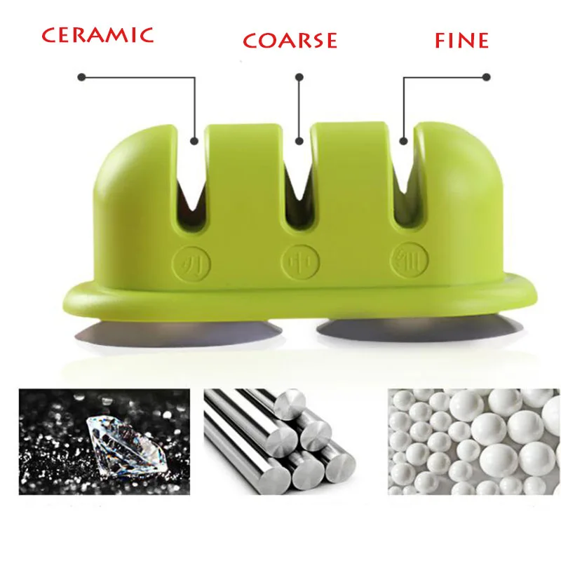 Ручная точилка для ножей 3 ступенчатая с всасывающим основанием прямого