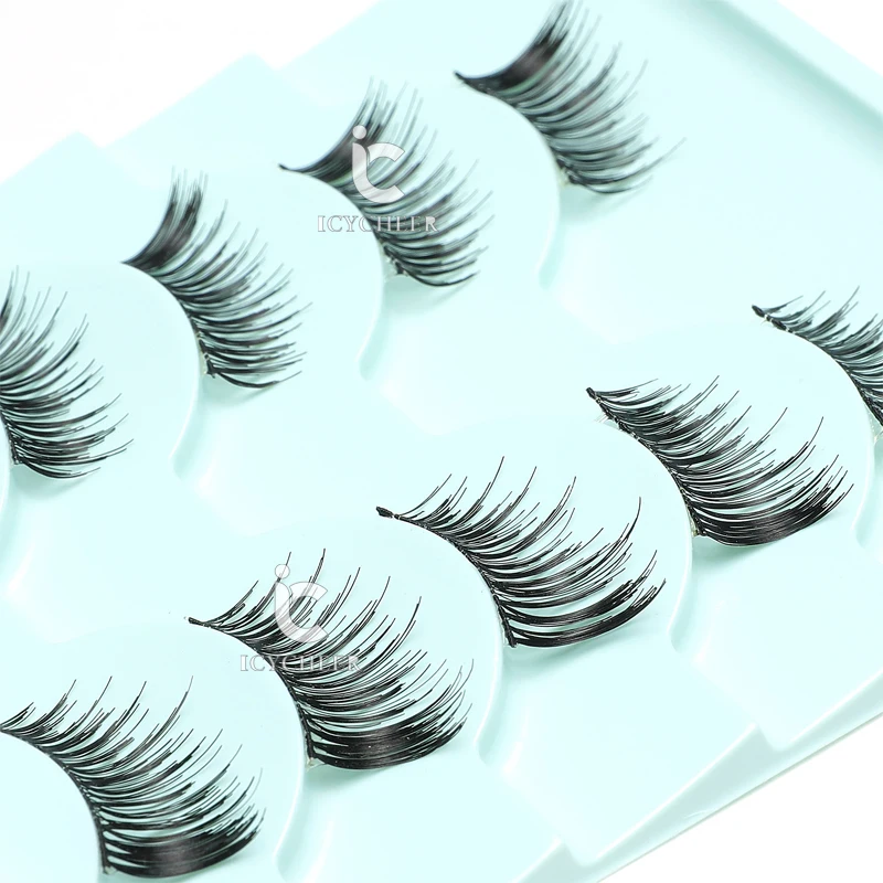 Искусственные черные/Коричневые Мягкие Накладные ресницы 5 пар угловые/мини