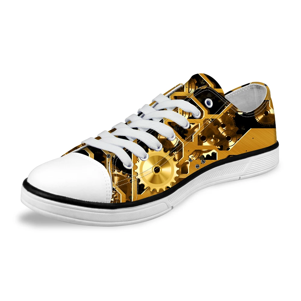 

Customized 3D Mechanical Gear Prints Classic Low Style Men's Vulcanized Shoes Flats Men Casual Canvas Shoes Zapatos Men Walking