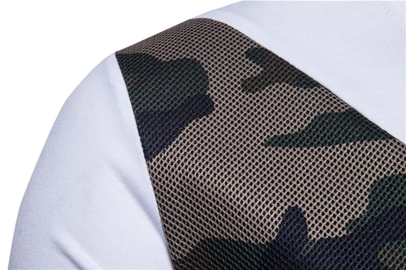 Камуфляж печати Футболки Для мужчин летние кососрезанная нижний Camisas с круглым