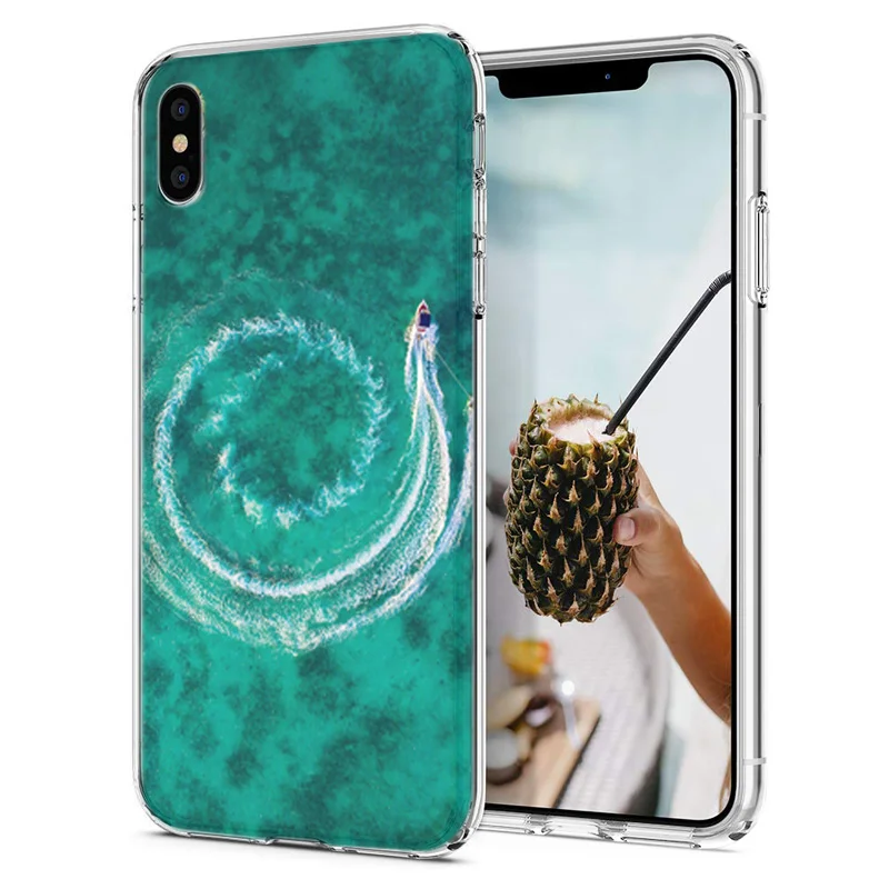 Soft Phone Case For iPhone X XS XR Covers TPU Colorful Silicon Drawing Painted Leaf scenery iPhone6 7 Max E632 |