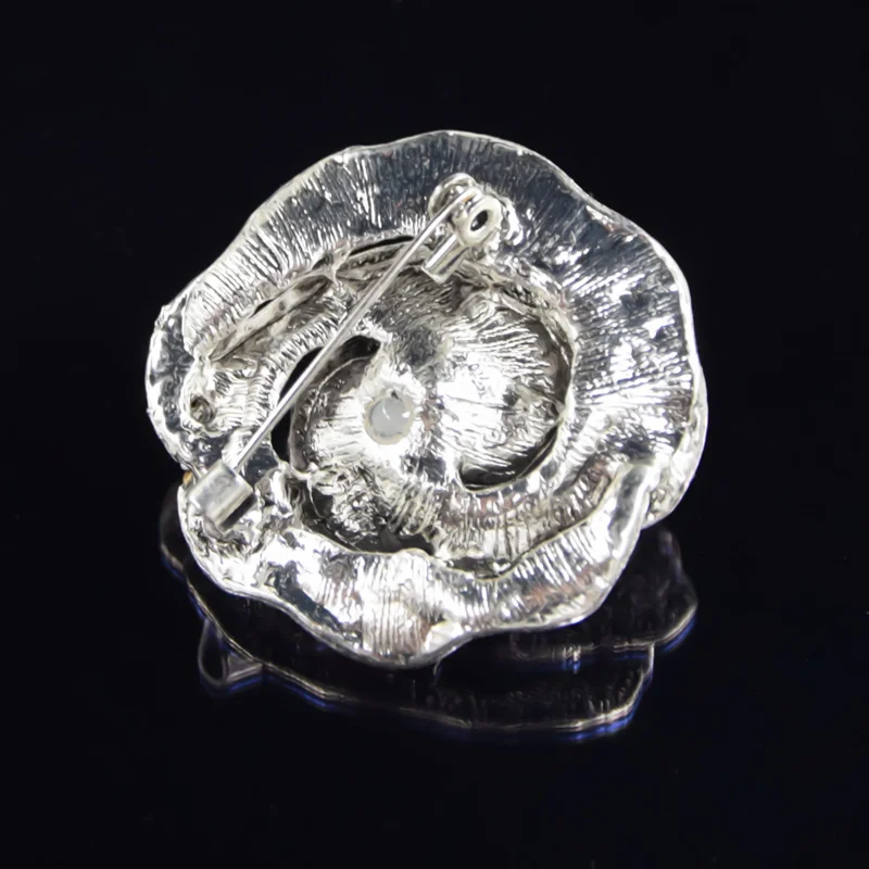 Женская Винтажная брошь в виде цветка черного цвета с кристаллами|Броши| |