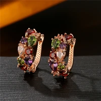 fashion multicolor aaa rose gold color mona lisa zircon stud earrings women girls luxury crystal dinner jewelry wholesale