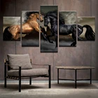Настенный плакат с принтом, Модульная картина, современные картины, 5 панелей, холст с изображением лошадей с животными, художественное украшение для гостиной