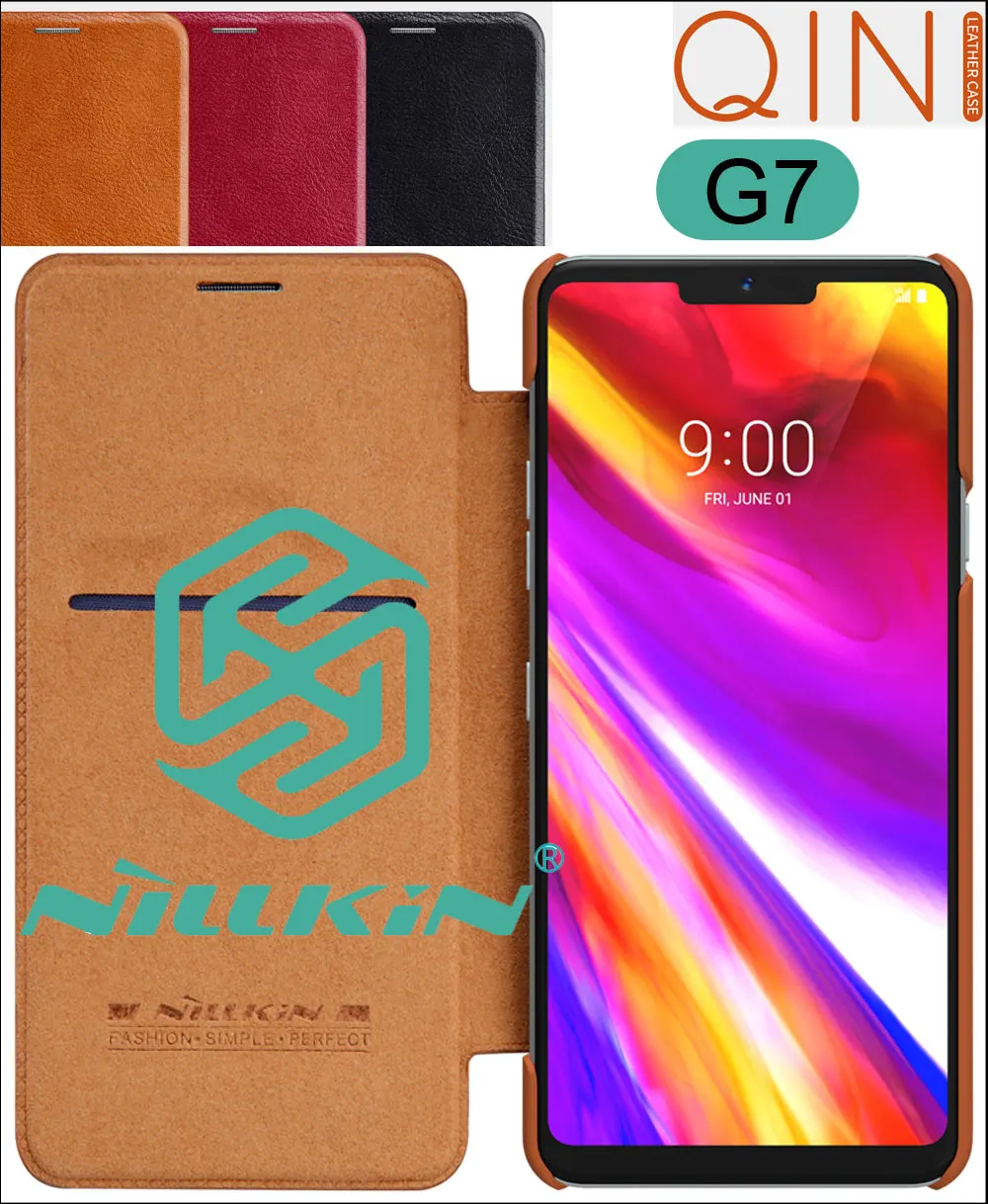 Кожаный флип чехол Nillkin Qin для LG G8 G7 ThinQ Smart Sleep Wake up Lock Screen|Чехлы-книжки| |