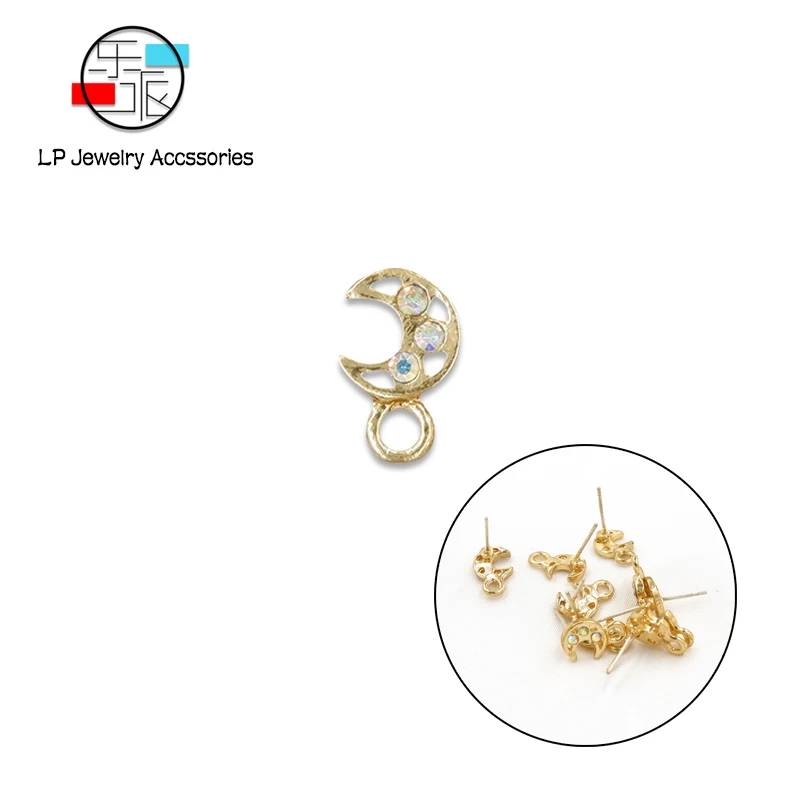 AB color Moon earrings handmade earring making accessories DIY jewelry finding Earrings Base Connectors Linkers 10pcs/lot | Украшения и