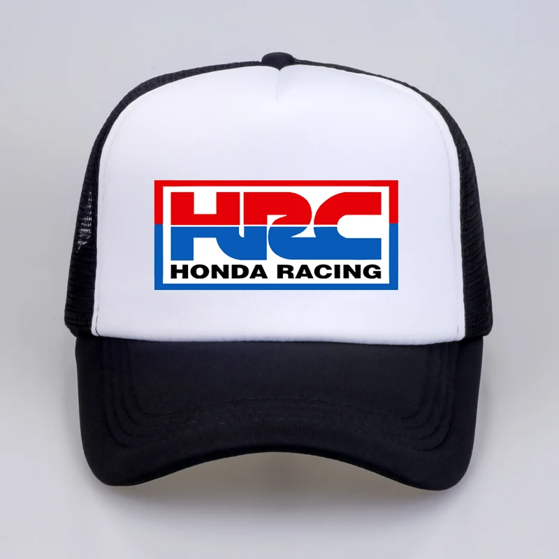 Крутая Кепка Дальнобойщика s HRC Honda гоночный автомобиль, мотоцикл болельщиков Кепка крутая летняя бейсбольная сетка хип-хоп шапка, Кепка для мужчин - Цвет: black white