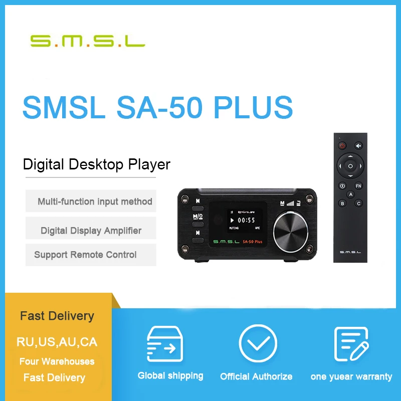 SMSL SA-50 Plus аудио усилитель TAS5766M 2,1 AUX Hifi Цифровые усилители USB мини портативный домашний усилитель мощности