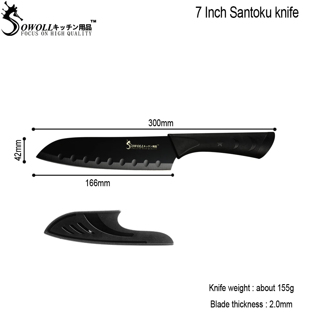 E.7 inch Santoku SOWOLL Нержавеющая сталь Кухня Ножи 3,5 ''5 ''7''8'' Обстрагывая утилита Santoku нарезки хлеба мясной нож шеф-повара рыбы Кухня гаджеты - Цвет: E.7 inch Santoku