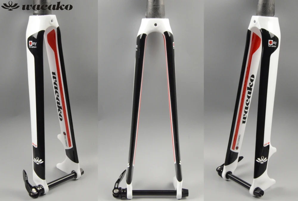 

wacako carbon road bike fork bicycle parts c brake disc brake 700c wheel Barrel axis fork 28.6mm white Bicycle Accessories