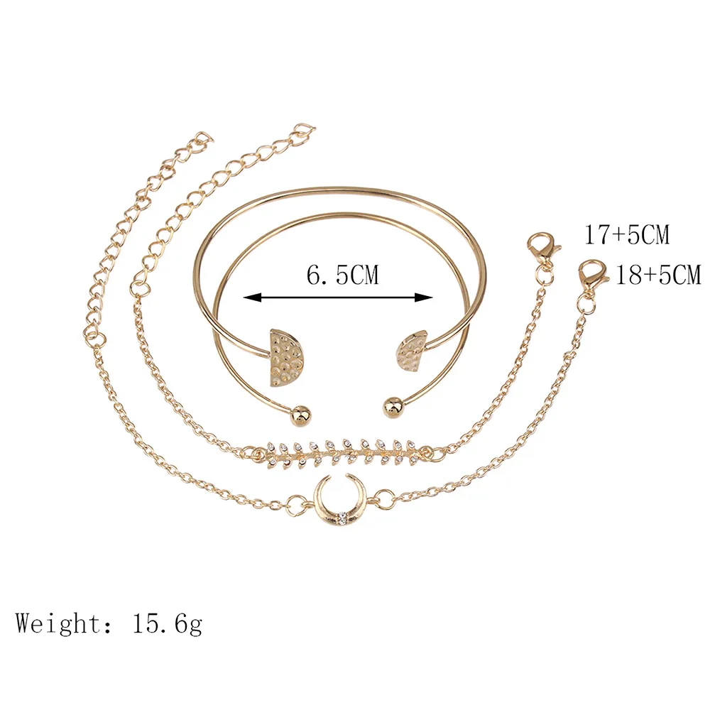 4 шт./компл. богемные женские браслеты размер Луны полукруглые ветки открытый