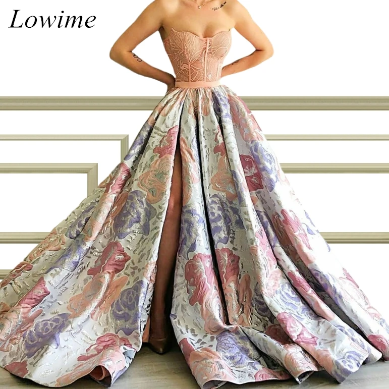 Специальные Длинные платья знаменитостей с цветочным узором элегантные