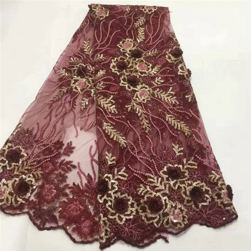 African 3D Lace Fabric 2018 High Quality Material Embroidery Nigerian With Sequins French A1194-1 | Дом и сад