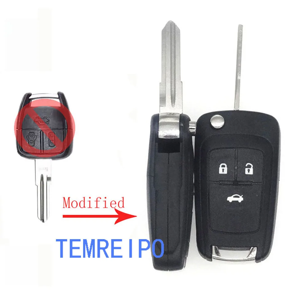 

10 шт./лот, 3 кнопки, складной чехол для ключей с дистанционным управлением, чехол для CHEVROLET Spark Fob, замена автомобильного ключа, пустой левый клинок