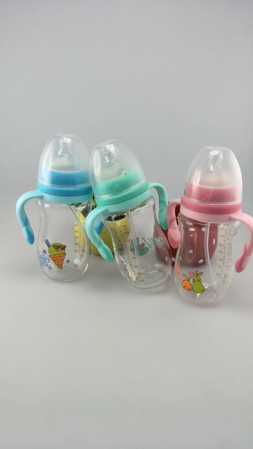 Meierbaby бутылка (M8221) высокое боросиликатное стекло BPA бесплатно жидкий силиконовый