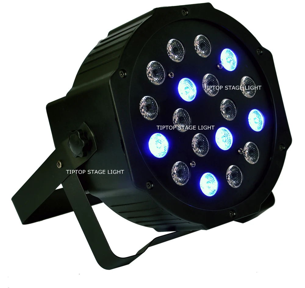 Плоский сценический светодиодный RGB светильник TIPTOP 18x3 Вт DMX512 3/6 каналов реальная