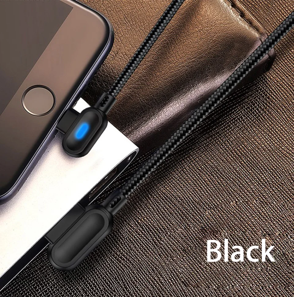 90 градусов прямой угол Micro Usb кабель короткий длинный телефон Зарядка Светодиодный светильник кабель для Xiaomi huawei samsung игровые провода 2 метра