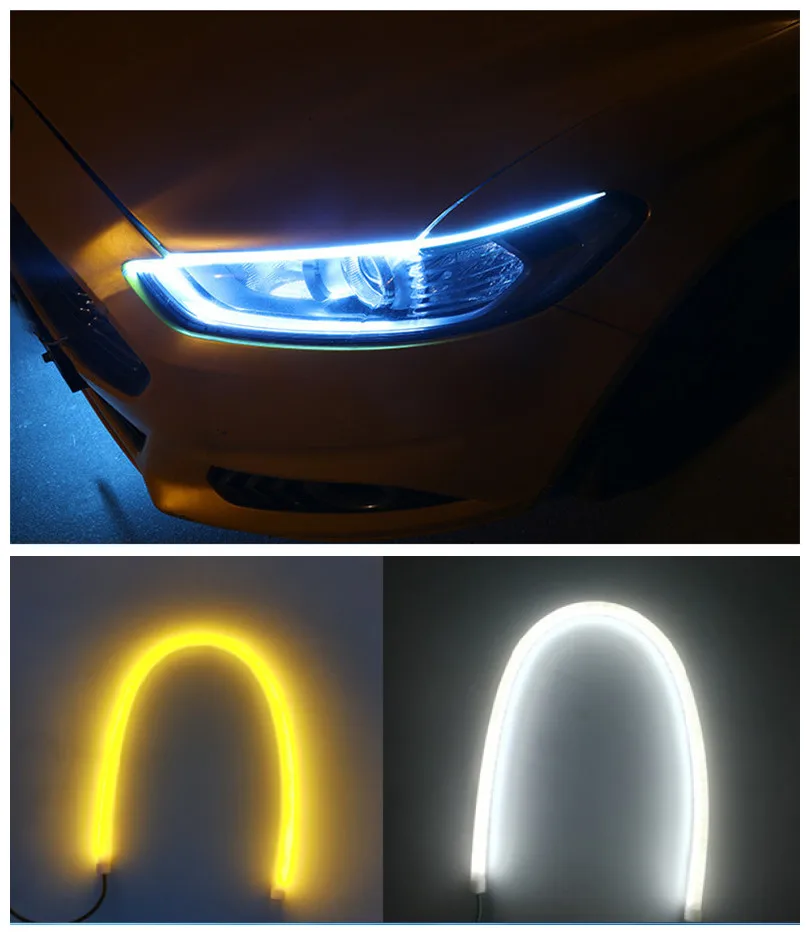 2 шт. автомобильный 60 см DRL ходовой сигнал поворота angel eye белый желтый