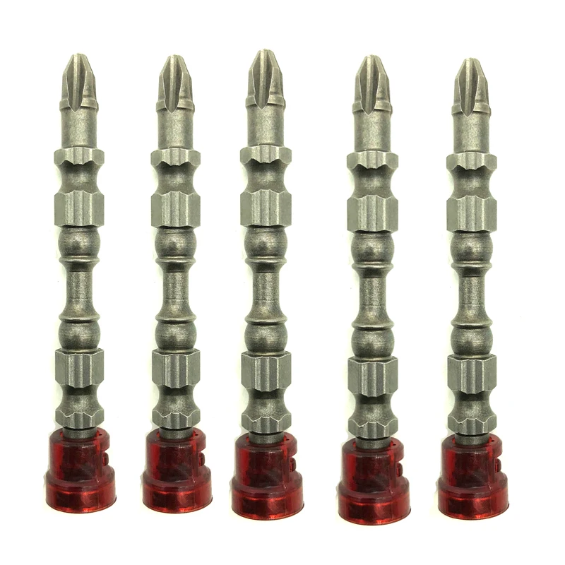 5pcs double head 5 шт. PH2 Магнитная отвертка бит против скольжения S2 стальной электрический отвертка набор 1/" шестигранный хвостовик с одной головкой электроинструменты DT6 - Цвет: 5pcs double head