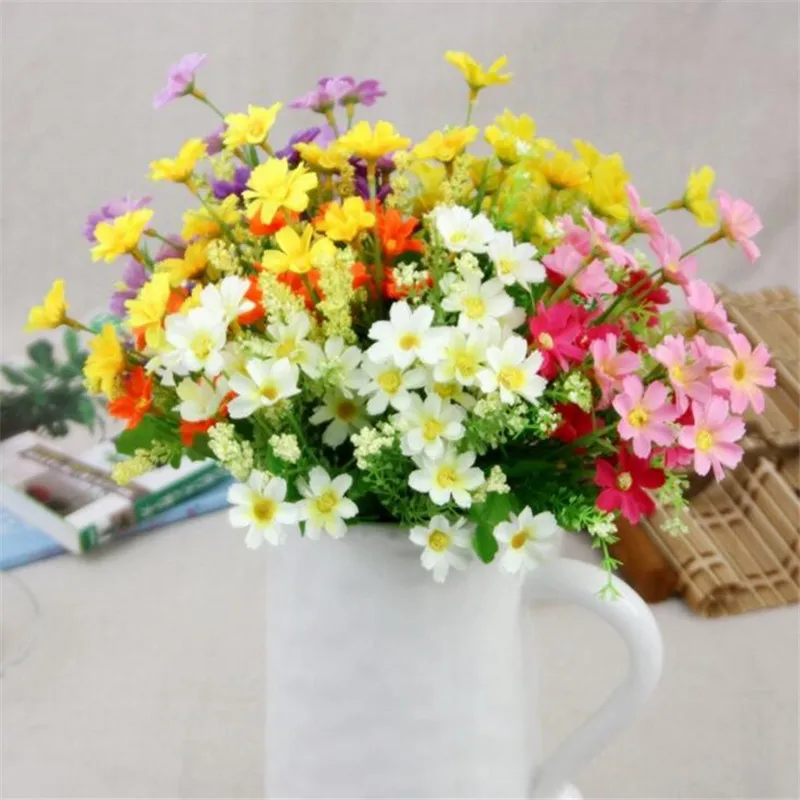 Шелк искусственная Хризантема искусственные цветы букет для дома Свадебная