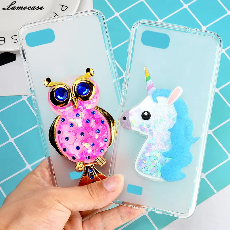 For Vertex Impress Luck Case Cover Silicone Soft Phone Bag Dynamic Quicksand Cute Animal Owl Unicorn Girl Protective Shell |
