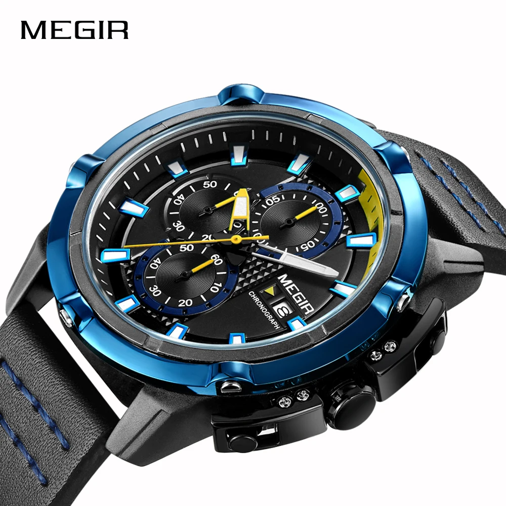 Часы MEGIR мужские кварцевые спортивные армейские с секундомером|Мужские часы| |