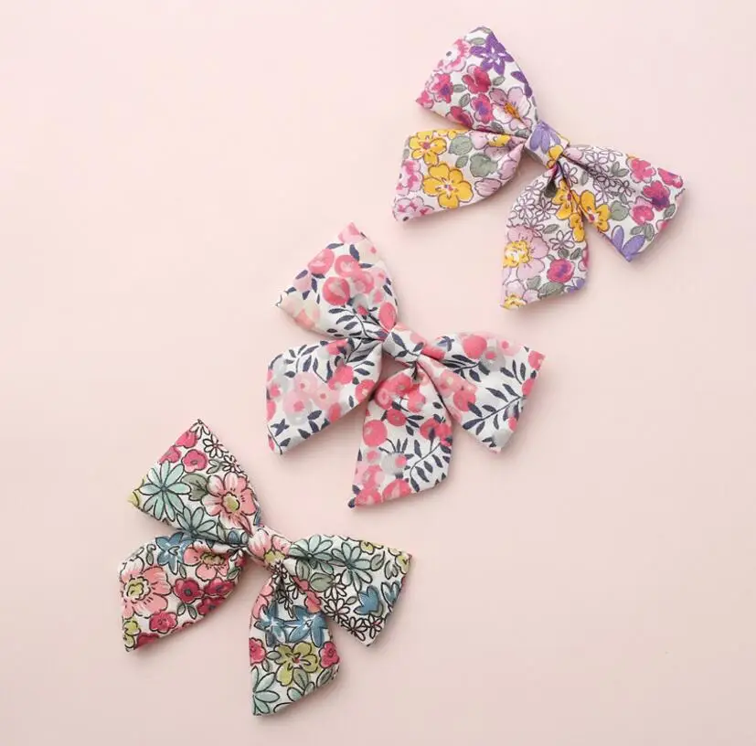 Хлопковый бант для волос с цветочным принтом нейлоновые повязки на голову или