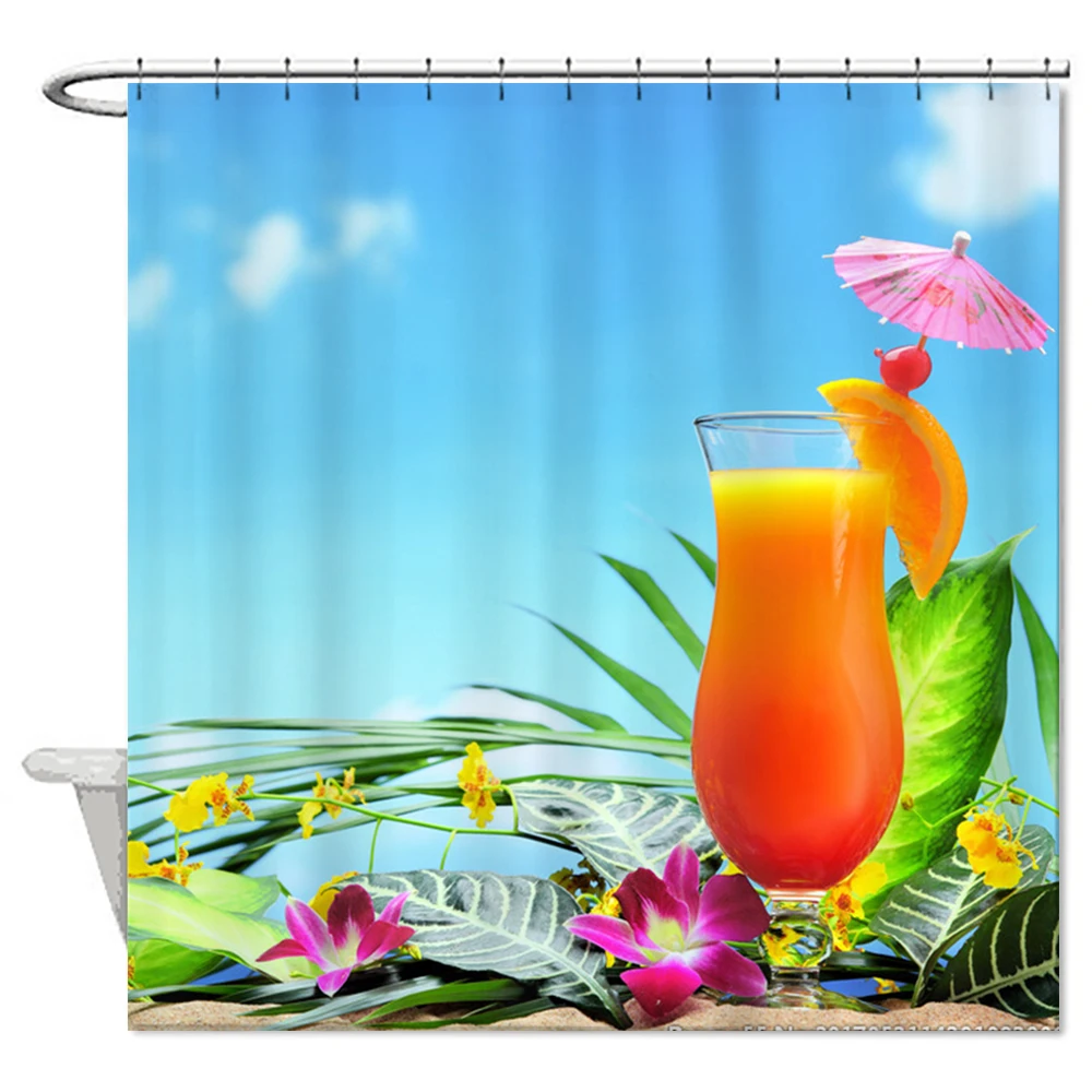 2017 душ Шторы Водонепроницаемый экологичный пляжные сок полиэстер Ткань для