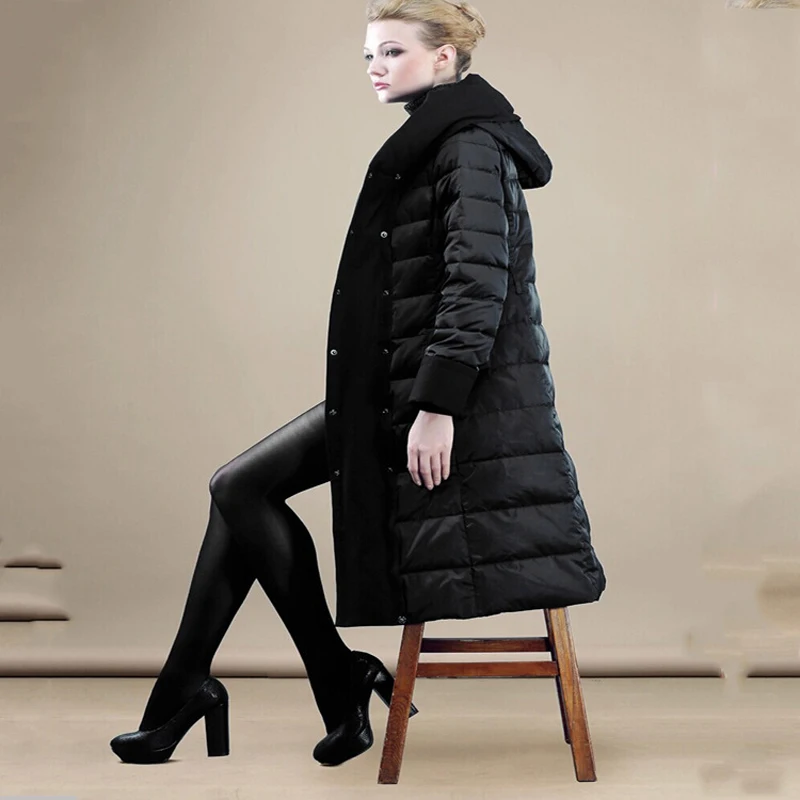 Высокое качество зимняя куртка женская теплая толстая белая пуховая парка