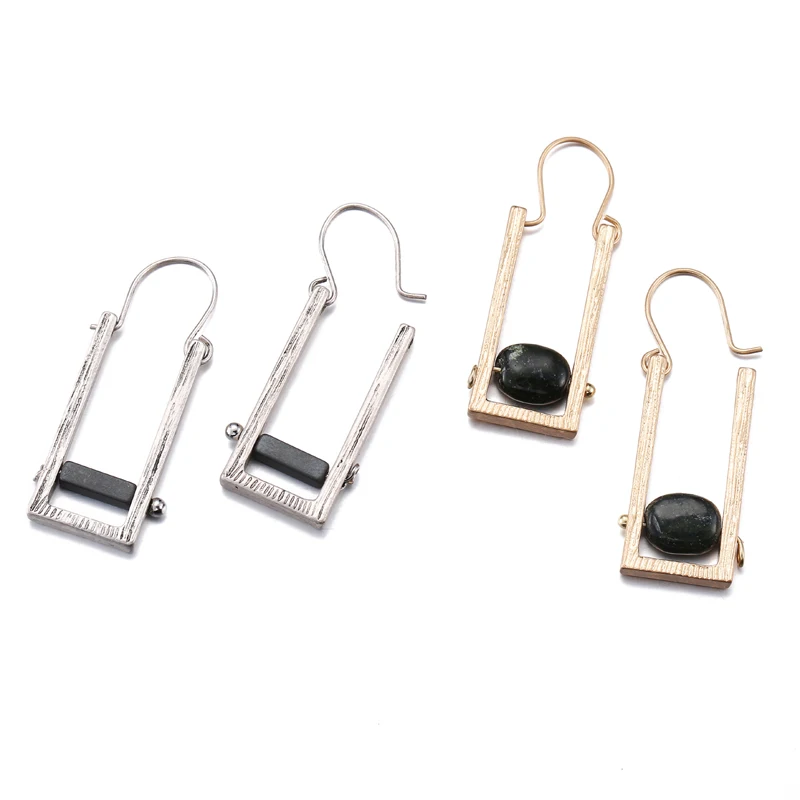 ENSOUL New Style Oval Natural stone Fishhook Earrings Vintage For Women Fashion Elegance Classic Trendy Hanging | Украшения и