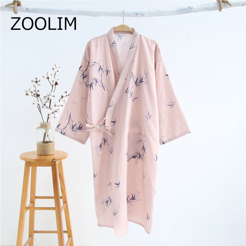 ZOOLIM хлопок тонкое кимоно Халаты женские банные халаты банный халат женские спа японская юката кимоно Халат