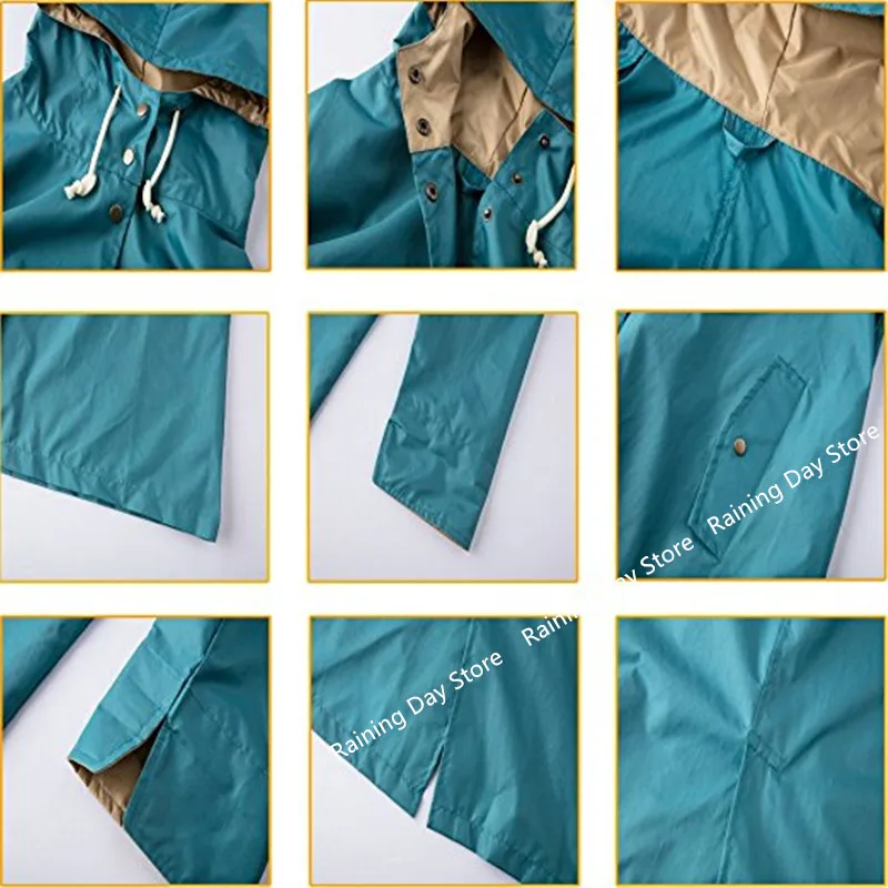 Женский плащ пончо длинный тонкий дышащий дождевик из водонепроницаемого