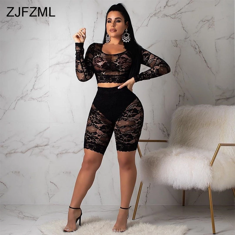 Женский комплект из 2 предметов ZJFZML укороченный топ с длинными рукавами и