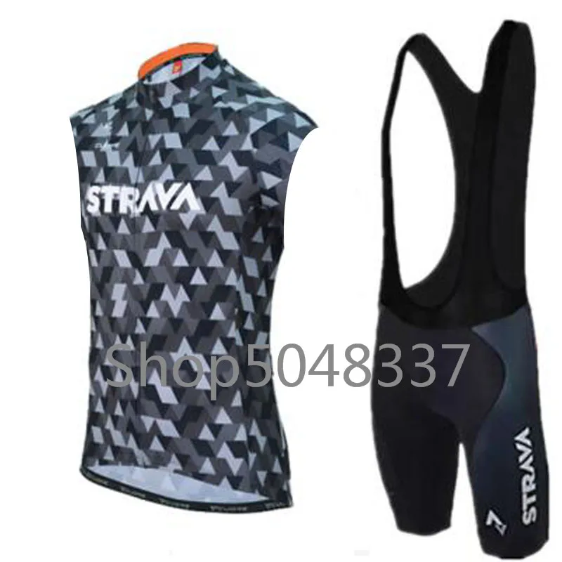 2019 Strava Pro без рукавов Велоспорт Джерси Набор Лето для велоспорта Одежда Костюм